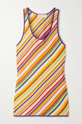 Kenneth Ize Striped Silk And Cotton-blend Tank