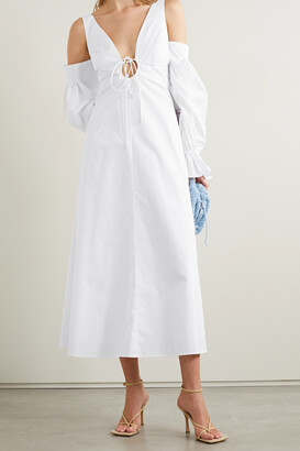 Rosie Assoulin Convertible Cold-shoulder Cotton-poplin Midi Dress