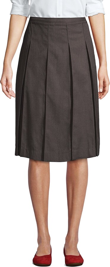 School Uniform Solid Box Pleat Skirt Below the Knee