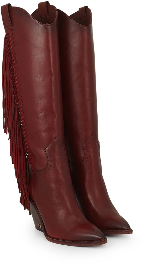 knee high fringe boots