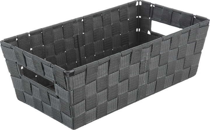 Simplify Medium Woven Strap Storage Shelf Tote Basket in Grey