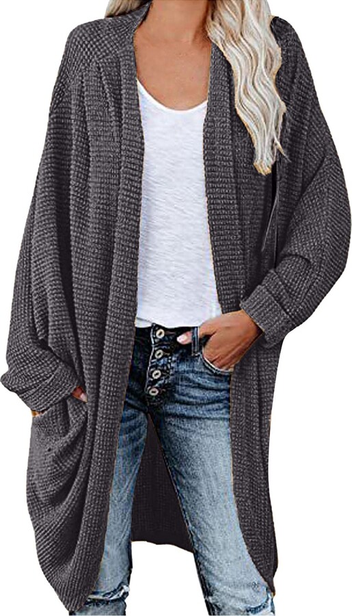 Women's Long Grey Open Front Cardigan | ShopStyle