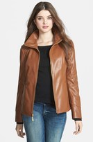 Thumbnail for your product : Ellen Tracy Stand Collar Leather Scuba Jacket (Regular & Petite) (Online Only)