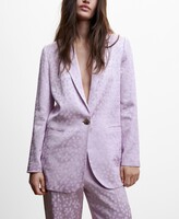 Thumbnail for your product : MANGO Women's Satin Printed Blazer - Light, Pastel Purple