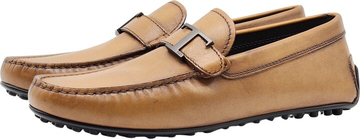 1stDibs Tod's T Timeless City Gommino Leather Driving Shoes In Brown