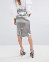 Thumbnail for your product : Lost Ink Pencil Skirt In Hammered Satin