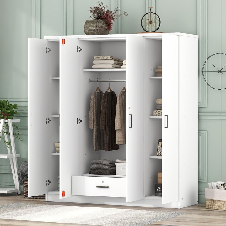 VURAX Freestanding Wardrobe with Drawers & Shelves - ShopStyle Bedroom