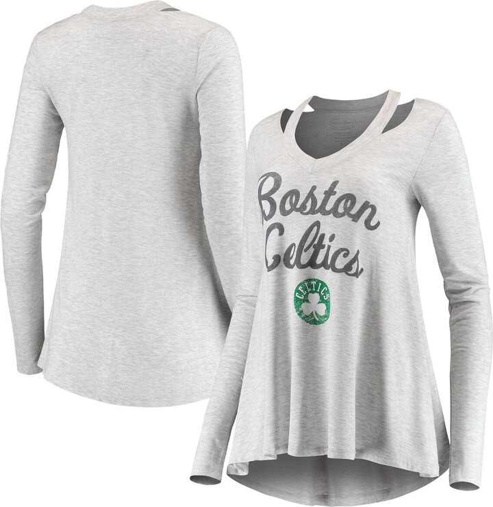 Boston Celtics WEAR by Erin Andrews Women's Cropped Long Sleeve T-Shirt -  White