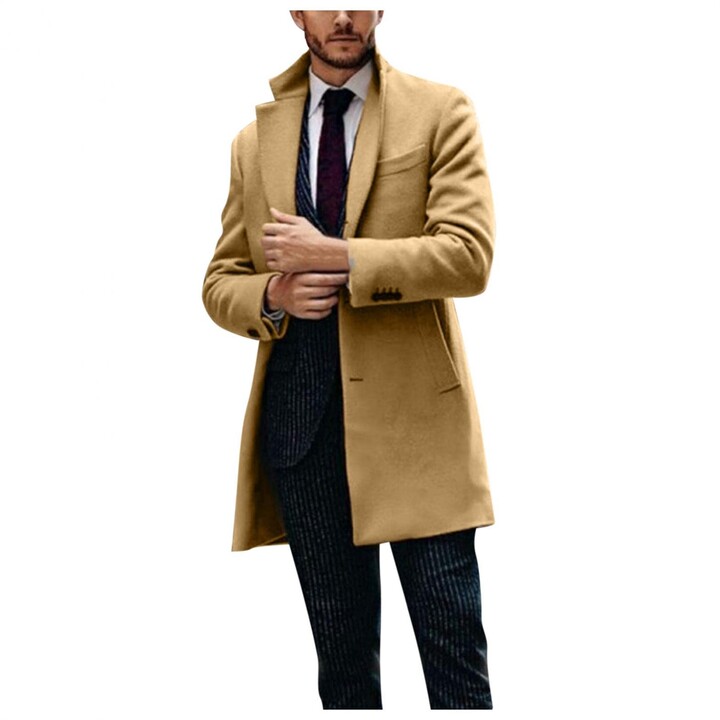 SK Studio Mens Double-Sided Cashmere Overcoat Trench Coat Handmade Slim Fit Double Breasted Long Pea Coat