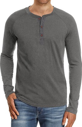 BOOMJIU Mens Casual Short Shirts Raglan Sleeve Henley Jersey T Shirt with Pocket 