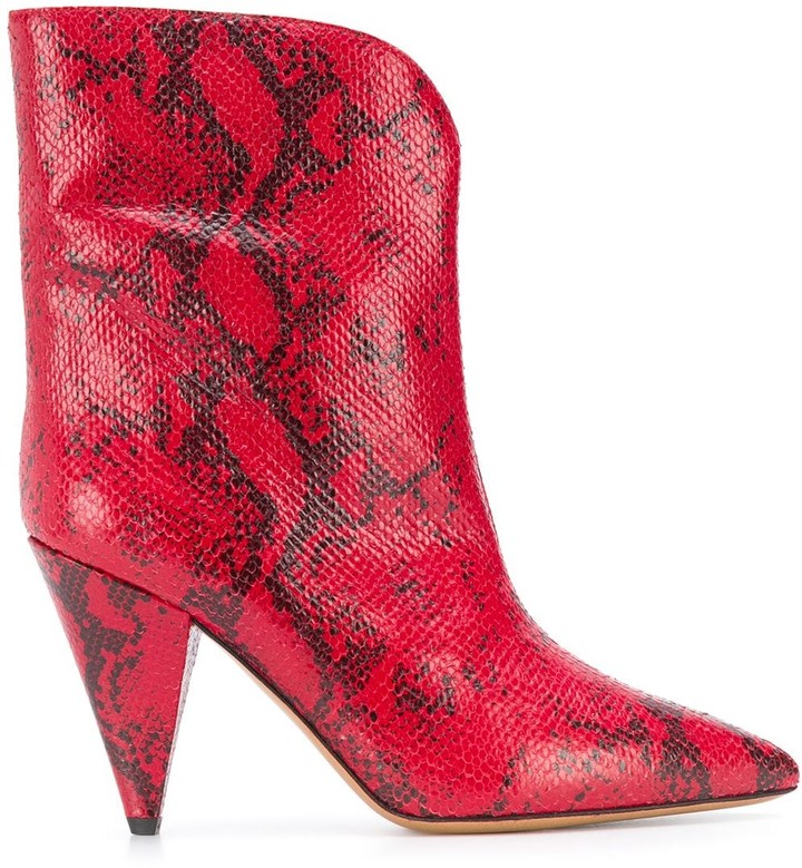 red snakeskin boots