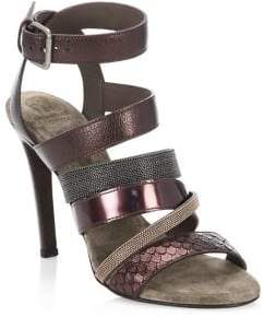 Brunello Cucinelli Leather Ankle-Strap Sandals