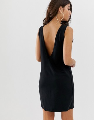 Asos Design DESIGN v back singlet dress in black