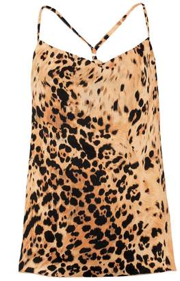 boohoo Leopard Print Woven Drape Back Cami