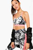 Thumbnail for your product : boohoo Fit Film Palm Print Mesh Sports Bra