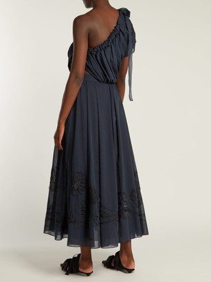 Fendi Silk-applique Cotton Voile Dress - Navy