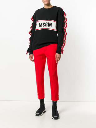 MSGM frill trim logo sweater