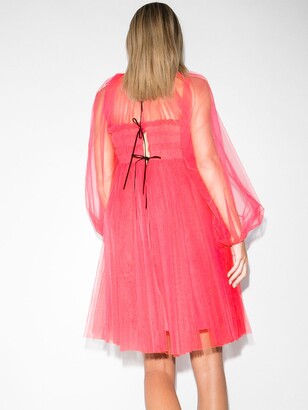 Molly Goddard Pink X Browns 50 Octavia Hand-Smocked Tulle Mini Dress