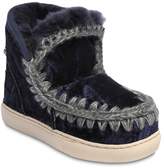 Thumbnail for your product : Mou Mini Eskimo Velvet & Shearling Boots