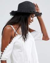 Thumbnail for your product : ASOS DESIGN Fedora Hat With Pom Pom Trim