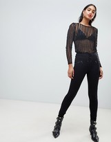 Thumbnail for your product : Morgan lace up corset skinny legging in black