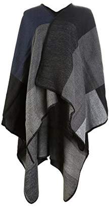 UTOVME Fashion Winter Cashmere Feel Cardigan Large Plaid Blanket Scarf Poncho