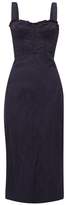 Thumbnail for your product : Brock Collection Pelagia Corset-bodice Taffeta Midi Dress - Womens - Navy
