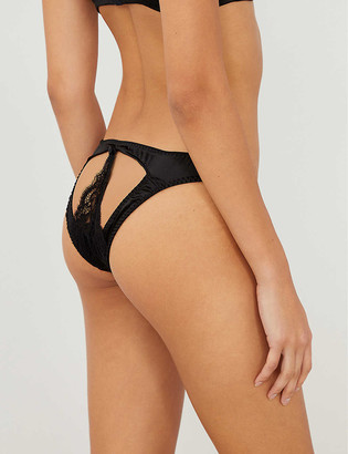 Coco de Mer Seraphine Spank low-rise satin and lace briefs