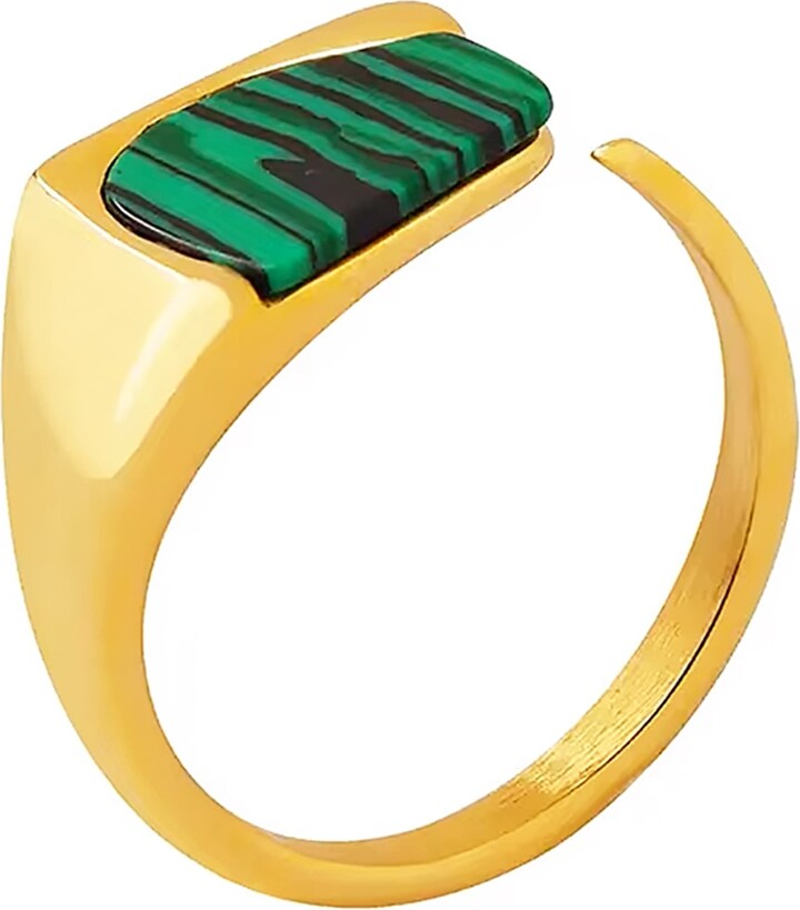 Shaded the Label Priscilla Malachite Crystal Gold Ring
