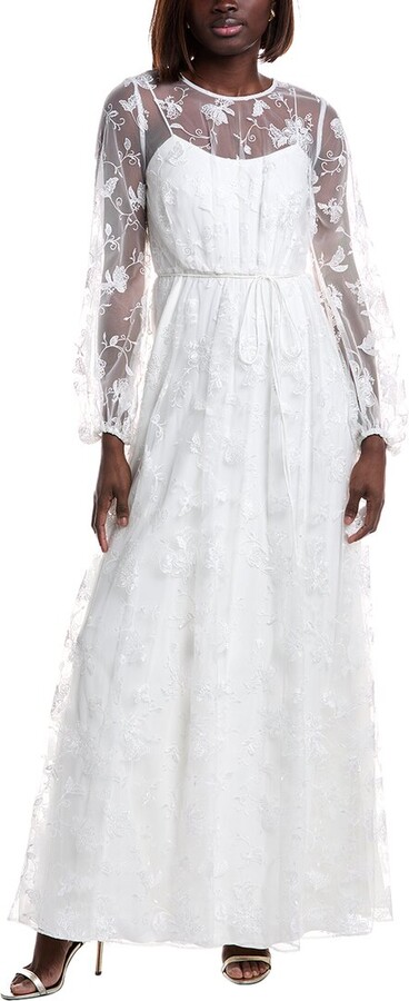 Embroidered Tulle Lace Maxi Dress