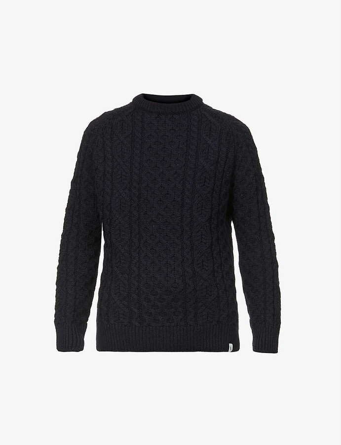 Mens Navy Cable Knit Sweater | ShopStyle