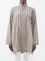 Thumbnail for your product : eskandar Stand Collar A-line Cotton-jacquard Shirt