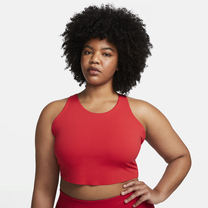 Nike Women's Yoga Dri-FIT Luxe Shelf-Bra Cropped Tank Top (Plus Size) in  Red - ShopStyle