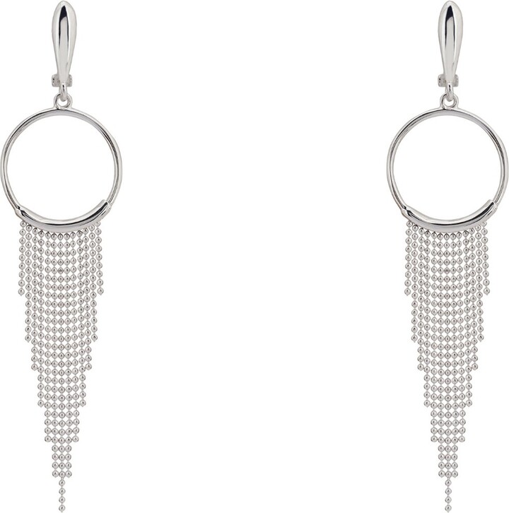 Parmuz 925 Sterling Silver Tassel Hoop Earrings - Small Huggie Dangle Drop Earrings For Women