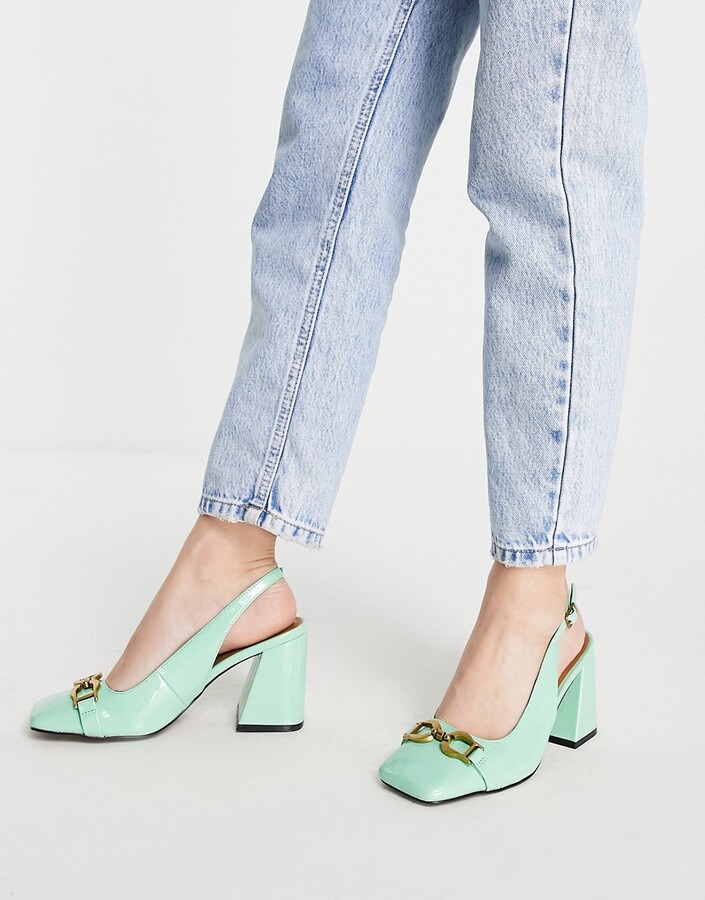 Asos Mint Green Heeled Sandals ASOS DESIGN Stable Snaffle Detail