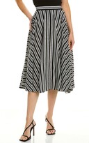 Stripe Silk Midi Skirt 