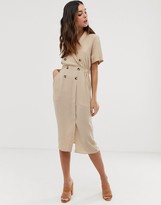 Thumbnail for your product : ASOS DESIGN DESIGN tux midi dress in camel