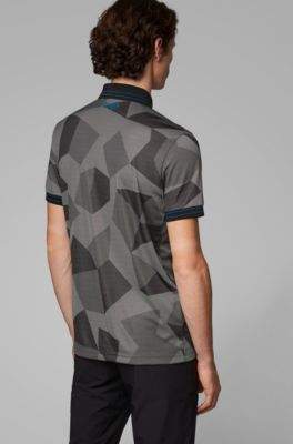 BOSS Regular-fit polo shirt with abstract jacquard pattern