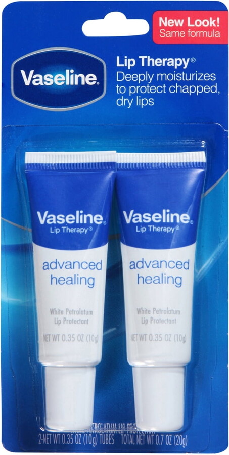 Vaseline Lip Therapy Moisturizing White Petroleum Advanced Healing Lip Protectant, 0.35 oz 2 Count