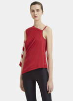 Thumbnail for your product : Y-3 Y 3 Striped Asymmetrical Sleeve Top in Red