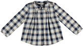 Thumbnail for your product : Mayoral Studded Plaid Pintucked Blouse, Navy, Size 3-6