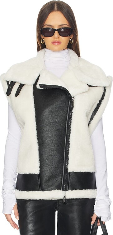Jocelyn Faux Shearling & Leather Moto Vest