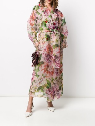 Dolce & Gabbana Oversized Floral Print Belted Coat