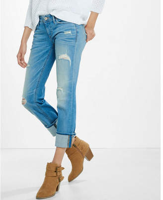 Express distressed low rise cropped cuffed skinny jean