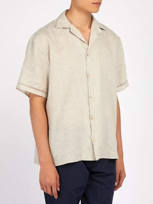 BEIGE Hecho - Deshilado Embroidered Linen Shirt - Mens