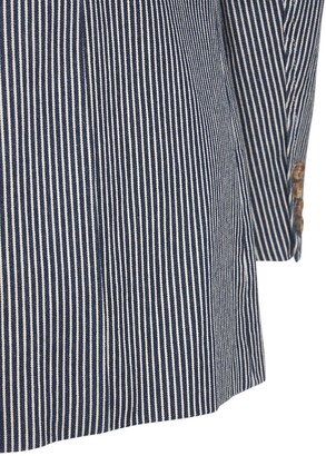 Miu Miu Striped Denim Jacket W/raglan Shoulders