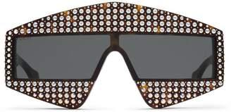 Gucci Rectangular-frame acetate sunglasses with crystals