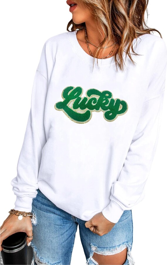 SELINK Womens Mardi Gras Sweatshirt Oversized Crewneck Sequin Long Sleeve Casual Pullover Tops White Sequin Mask-L