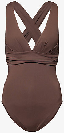 Seafolly Womens Dark Chocolate Collective V-Neck Swimsuit 16