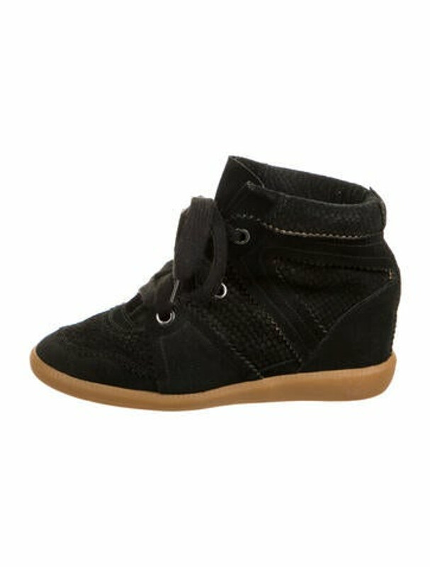 Isabel Marant Suede Mesh Accents Wedge Sneakers Black - ShopStyle